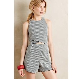 Anthropologie Scalloped Gingham Romper